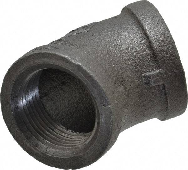 B&K Mueller - Size 1", Class 150, Malleable Iron Black Pipe 45° Elbow - 150 psi, Threaded End Connection - Americas Industrial Supply