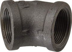 B&K Mueller - Size 1-1/4", Class 150, Malleable Iron Black Pipe 45° Elbow - 150 psi, Threaded End Connection - Americas Industrial Supply