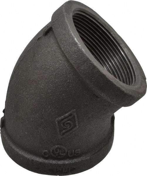 B&K Mueller - Size 2", Class 150, Malleable Iron Black Pipe 45° Elbow - 150 psi, Threaded End Connection - Americas Industrial Supply