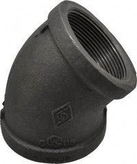 B&K Mueller - Size 2", Class 150, Malleable Iron Black Pipe 45° Elbow - 150 psi, Threaded End Connection - Americas Industrial Supply