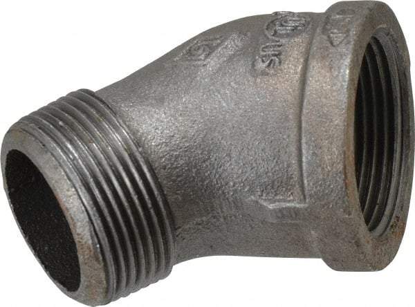 B&K Mueller - Size 1-1/4", Class 150, Malleable Iron Black Pipe 45° Street Elbow - 150 psi, Threaded End Connection - Americas Industrial Supply