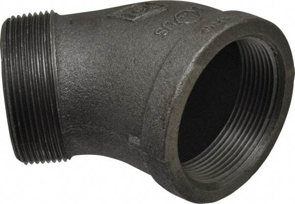 B&K Mueller - Size 2", Class 150, Malleable Iron Black Pipe 45° Street Elbow - 150 psi, Threaded End Connection - Americas Industrial Supply