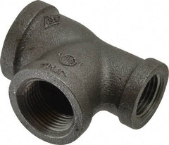 B&K Mueller - Size 3/4 x 1/2 x 3/4", Class 150, Malleable Iron Black Pipe Reducing Tee - 150 psi, Threaded End Connection - Americas Industrial Supply