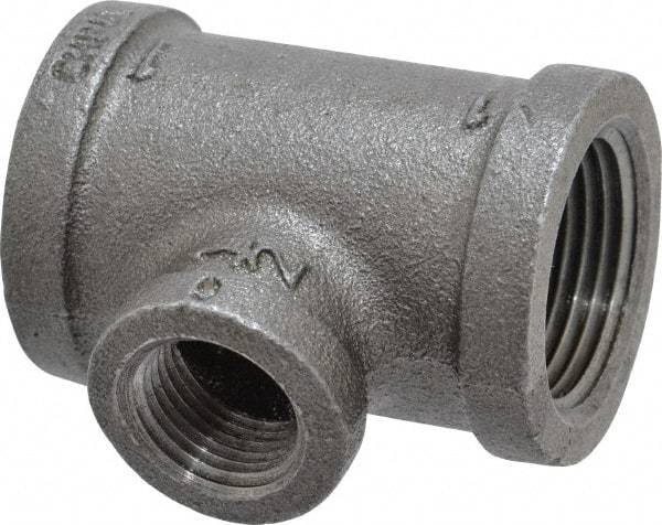 B&K Mueller - Size 1 x 1/2", Class 150, Malleable Iron Black Pipe Reducing Tee - 150 psi, Threaded End Connection - Americas Industrial Supply