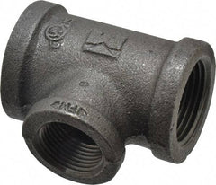 B&K Mueller - Size 1 x 3/4", Class 150, Malleable Iron Black Pipe Reducing Tee - 150 psi, Threaded End Connection - Americas Industrial Supply