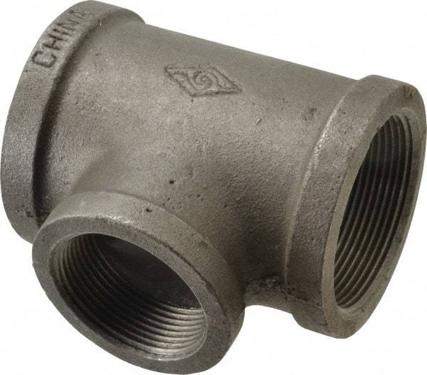 B&K Mueller - Size 2 x 1-1/2", Class 150, Malleable Iron Black Pipe Reducing Tee - 150 psi, Threaded End Connection - Americas Industrial Supply