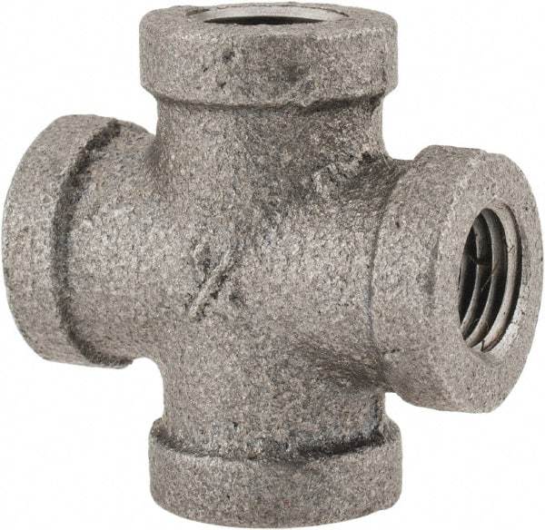 B&K Mueller - Size 1/4", Class 150, Malleable Iron Black Pipe Cross - 150 psi, Threaded End Connection - Americas Industrial Supply