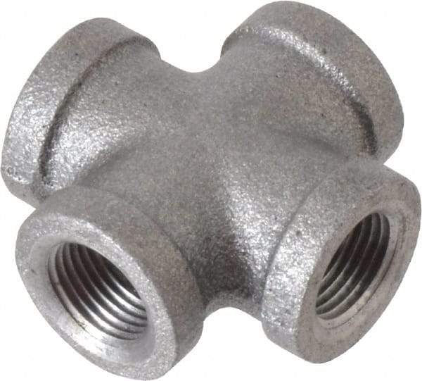 B&K Mueller - Size 3/8", Class 150, Malleable Iron Black Pipe Cross - 150 psi, Threaded End Connection - Americas Industrial Supply