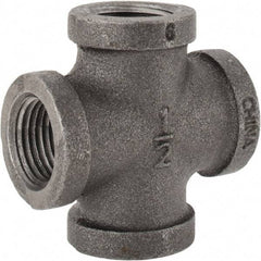 B&K Mueller - Size 1/2", Class 150, Malleable Iron Black Pipe Cross - 150 psi, Threaded End Connection - Americas Industrial Supply