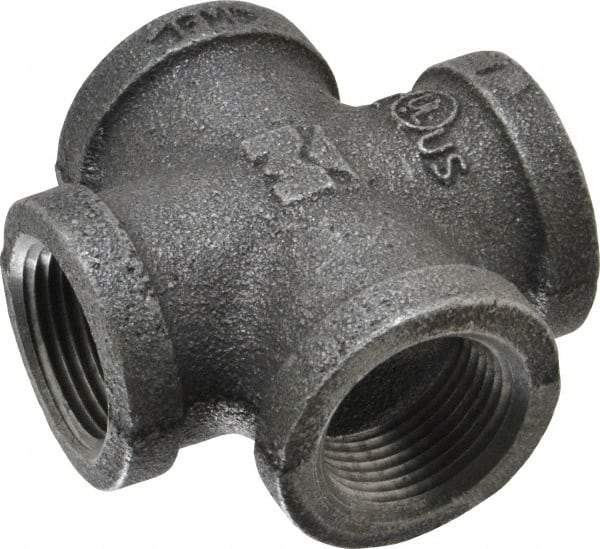 Value Collection - Size 3/4", Class 150, Malleable Iron Black Pipe Cross - 150 psi, Threaded End Connection - Americas Industrial Supply