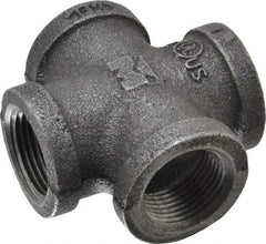 Value Collection - Size 3/4", Class 150, Malleable Iron Black Pipe Cross - 150 psi, Threaded End Connection - Americas Industrial Supply