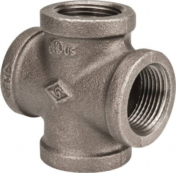B&K Mueller - Size 1", Class 150, Malleable Iron Black Pipe Cross - 150 psi, Threaded End Connection - Americas Industrial Supply