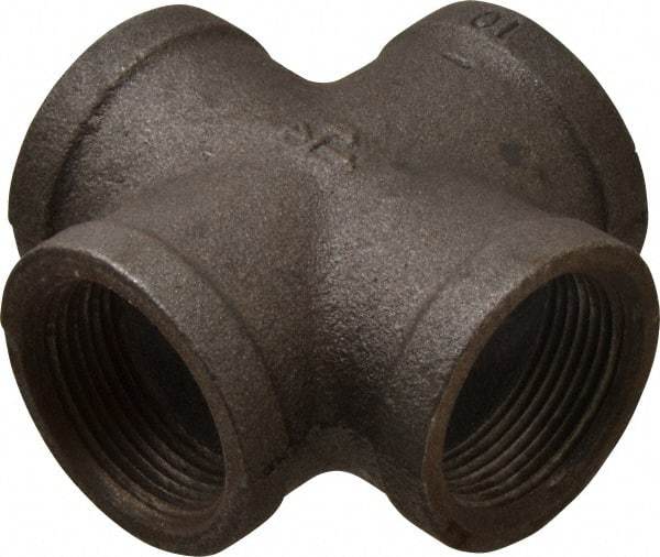 B&K Mueller - Size 1-1/4", Class 150, Malleable Iron Black Pipe Cross - 150 psi, Threaded End Connection - Americas Industrial Supply