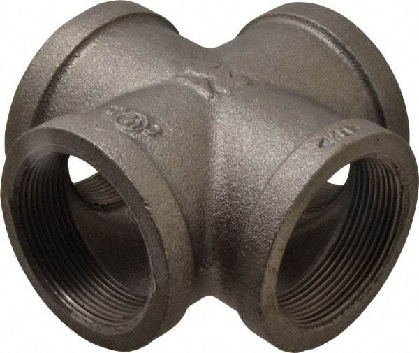 B&K Mueller - Size 2", Class 150, Malleable Iron Black Pipe Cross - 150 psi, Threaded End Connection - Americas Industrial Supply
