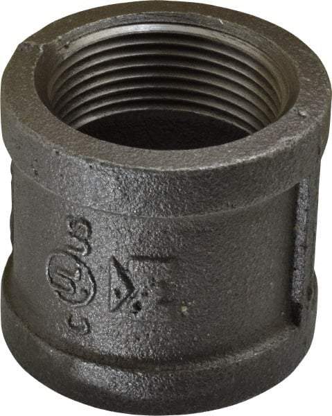 B&K Mueller - Size 1-1/4", Class 150, Malleable Iron Black Pipe Coupling - 150 psi, Threaded End Connection - Americas Industrial Supply
