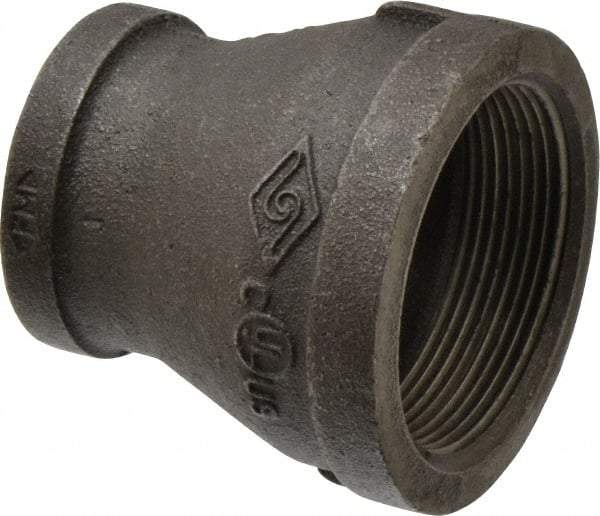 B&K Mueller - Size 2 x 1-1/4", Class 150, Malleable Iron Black Pipe Reducing Coupling - 150 psi, Threaded End Connection - Americas Industrial Supply