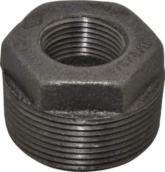 B&K Mueller - Size 1-1/2 x 3/4", Class 150, Malleable Iron Black Pipe Hex Bushing - 150 psi, Threaded End Connection - Americas Industrial Supply