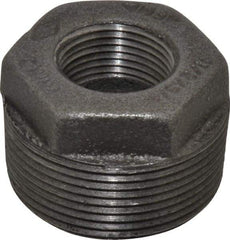 B&K Mueller - Size 1-1/2 x 3/4", Class 150, Malleable Iron Black Pipe Hex Bushing - 150 psi, Threaded End Connection - Americas Industrial Supply