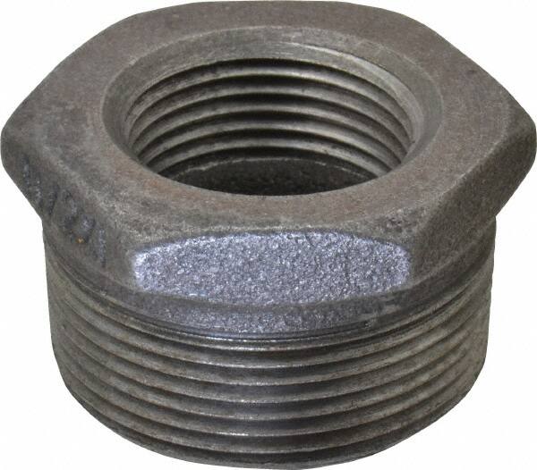 B&K Mueller - Size 1-1/2 x 1", Class 150, Malleable Iron Black Pipe Hex Bushing - 150 psi, Threaded End Connection - Americas Industrial Supply