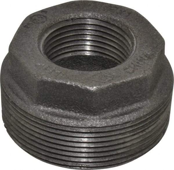 B&K Mueller - Size 2 x 1", Class 150, Malleable Iron Black Pipe Hex Bushing - 150 psi, Threaded End Connection - Americas Industrial Supply