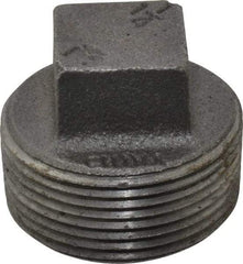 B&K Mueller - Size 1-1/4", Class 150, Malleable Iron Black Pipe Square Plug - 150 psi, Threaded End Connection - Americas Industrial Supply