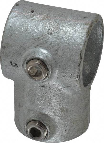 PRO-SAFE - 1-1/2" Pipe, Single Socket Tee, Malleable Iron Tee Pipe Rail Fitting - Galvanized Finish - Americas Industrial Supply