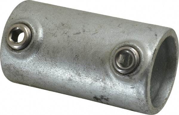 PRO-SAFE - 1-1/4" Pipe, Malleable Iron Straight Coupling Pipe Rail Fitting - Galvanized Finish - Americas Industrial Supply