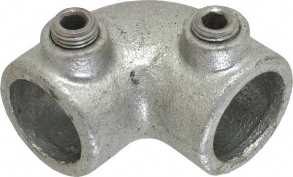 PRO-SAFE - 3/4" Pipe, 90° Elbow, Malleable Iron Elbow Pipe Rail Fitting - Galvanized Finish - Americas Industrial Supply