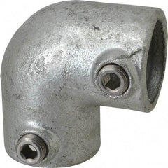 PRO-SAFE - 1-1/4" Pipe, 90° Elbow, Malleable Iron Elbow Pipe Rail Fitting - Galvanized Finish - Americas Industrial Supply