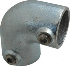 PRO-SAFE - 1-1/2" Pipe, 90° Elbow, Malleable Iron Elbow Pipe Rail Fitting - Galvanized Finish - Americas Industrial Supply