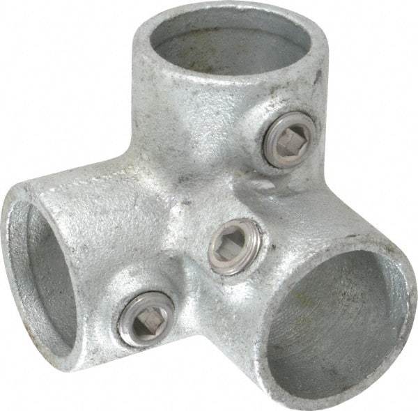 PRO-SAFE - 1-1/4" Pipe, 90° Side Outlet Elbow, Malleable Iron Elbow Pipe Rail Fitting - Galvanized Finish - Americas Industrial Supply