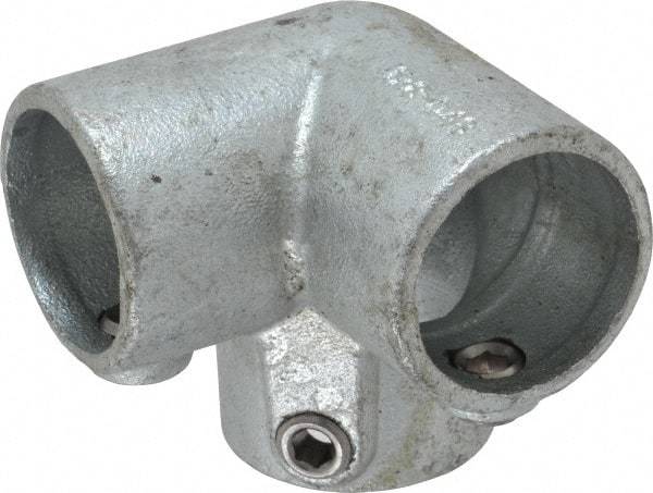 PRO-SAFE - 1-1/2" Pipe, 90° Side Outlet Elbow, Malleable Iron Elbow Pipe Rail Fitting - Galvanized Finish - Americas Industrial Supply
