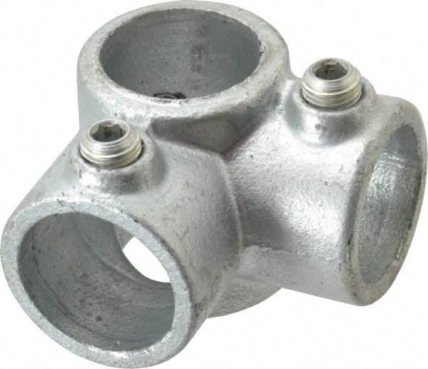 PRO-SAFE - 1" Pipe, Two Socket Tee, Malleable Iron Tee Pipe Rail Fitting - Galvanized Finish - Americas Industrial Supply