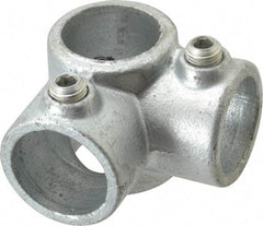 PRO-SAFE - 1" Pipe, Two Socket Tee, Malleable Iron Tee Pipe Rail Fitting - Galvanized Finish - Americas Industrial Supply