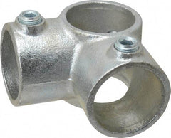 PRO-SAFE - 1-1/2" Pipe, Two Socket Tee, Malleable Iron Tee Pipe Rail Fitting - Galvanized Finish - Americas Industrial Supply