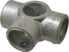 PRO-SAFE - 1-1/4" Pipe, Side Outlet Tee, Malleable Iron Tee Pipe Rail Fitting - Galvanized Finish - Americas Industrial Supply