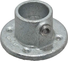 PRO-SAFE - 1-1/4" Pipe, Medium Flange, Malleable Iron Flange Pipe Rail Fitting - Galvanized Finish - Americas Industrial Supply