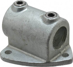 PRO-SAFE - 1-1/4" Pipe, Two Socket Tee, Wall Mount Flange, Malleable Iron Flange Pipe Rail Fitting - Galvanized Finish - Americas Industrial Supply