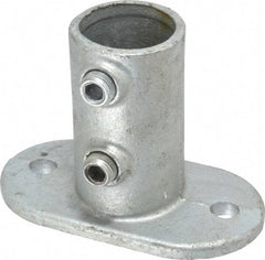 PRO-SAFE - 1-1/4" Pipe, Railing Flange, Malleable Iron Flange Pipe Rail Fitting - Galvanized Finish - Americas Industrial Supply
