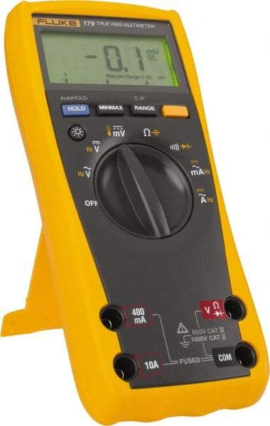 Fluke - 179 ESFP, CAT IV, CAT III, 1,000 VAC/VDC, Digital True RMS Auto Ranging Manual Ranging Multimeter - 50 mOhm, Measures Voltage, Capacitance, Current, Resistance - Americas Industrial Supply