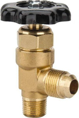 Parker - Flare x MNPTF End Connection Brass Truck Valve - 3.07" OAL, 1/2 x 3/8" Pipe - Americas Industrial Supply