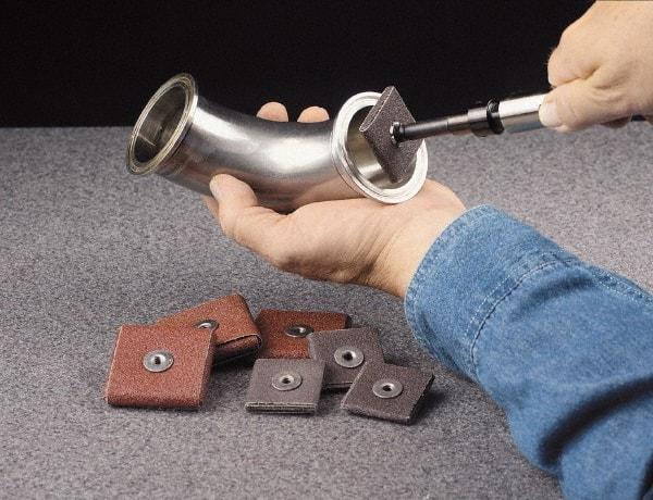 Made in USA - 100 Grit, Fine Grade, Aluminum Oxide Square Pad - 2" Long x 1/2" Wide x 1/2" Thick, Cloth Backed, X Backing Weight, 18 Ply, 24,000 Max RPM - Americas Industrial Supply