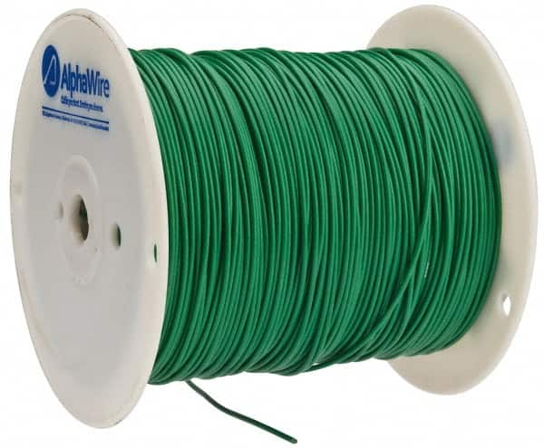 Alpha Wire - 16 AWG, 26 Strand, 305 m OAL, Tinned Copper Hook Up Wire - Green PVC Jacket, 0.092" Diam - Americas Industrial Supply