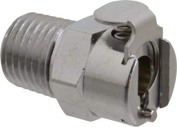 CPC Colder Products - 1/4 NPT Brass, Quick Disconnect, Coupling Body - 250 Max psi, -40 to 180°F, 2" OAL x 0.63" Overall Height, Chrome Plated - Americas Industrial Supply