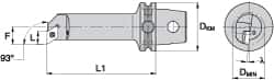 Kennametal - Left Hand Cut, Size KM63, DC.. Insert Compatiblity, Internal Modular Turning & Profiling Cutting Unit Head - 22mm Ctr to Cutting Edge, 140mm Head Length, Through Coolant, Series Screw-On - Americas Industrial Supply