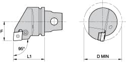 Kennametal - Right Hand Cut, Size KM32, CN.. Insert Compatiblity, External Modular Turning & Profiling Cutting Unit Head - 22mm Ctr to Cutting Edge, 35mm Head Length, Through Coolant, Series Kenlever - Americas Industrial Supply