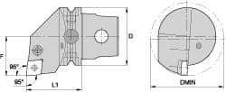 Kennametal - Right Hand Cut, Size KM63, CN.. Insert Compatiblity, Internal Modular Turning & Profiling Cutting Unit Head - 43mm Ctr to Cutting Edge, 60mm Head Length, Through Coolant, Series Kenlever - Americas Industrial Supply