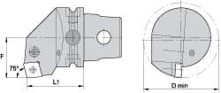 Kennametal - Left Hand Cut, Size KM63, CN.. Insert Compatiblity, Internal Modular Turning & Profiling Cutting Unit Head - 43mm Ctr to Cutting Edge, 60mm Head Length, Through Coolant, Series Kenlever - Americas Industrial Supply