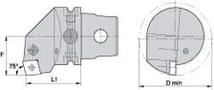 Kennametal - Left Hand Cut, Size KM63, CN.. Insert Compatiblity, Internal Modular Turning & Profiling Cutting Unit Head - 43mm Ctr to Cutting Edge, 60mm Head Length, Through Coolant, Series Kenlever - Americas Industrial Supply
