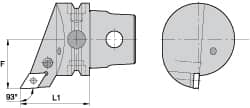 Kennametal - Right Hand Cut, Size KM63, DN.. Insert Compatiblity, External Modular Turning & Profiling Cutting Unit Head - 43mm Ctr to Cutting Edge, 60mm Head Length, Through Coolant, Series Kenlever - Americas Industrial Supply